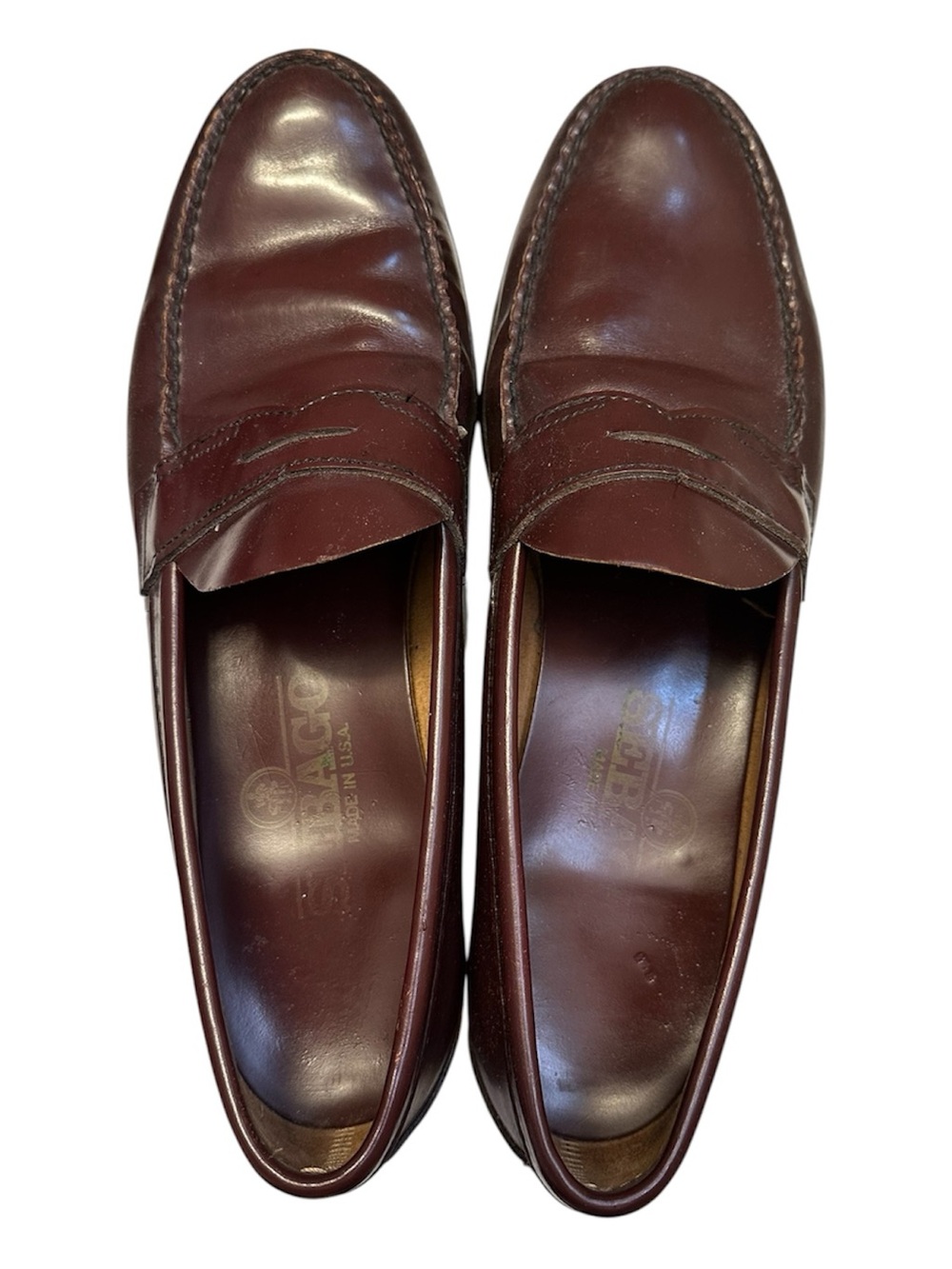 Vintage Sebago Made in USA Leather Penny Loafers 14 B (Narrow) in Burgundy